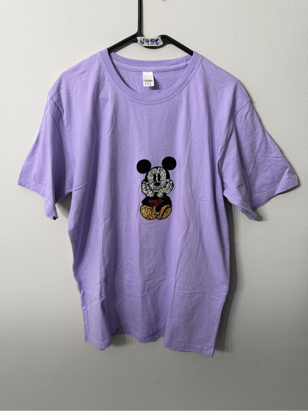Women’s Lavender Mickey Mouse Rhinestone Graphic T-Shirt XXL